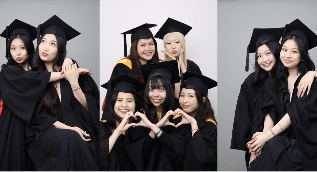 Graduates enjoying their photoshoot